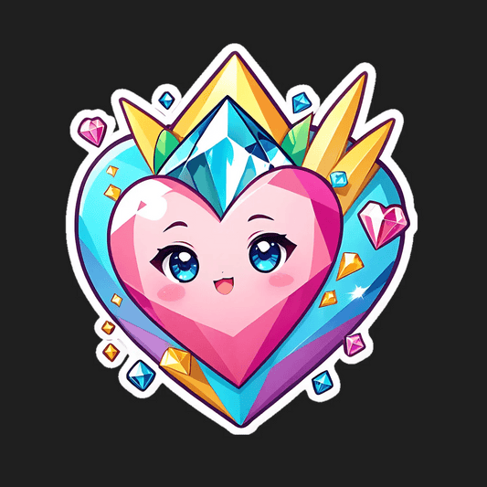 Crystal Heart Sticker - Cute Gem Design - Heat Press Transfer