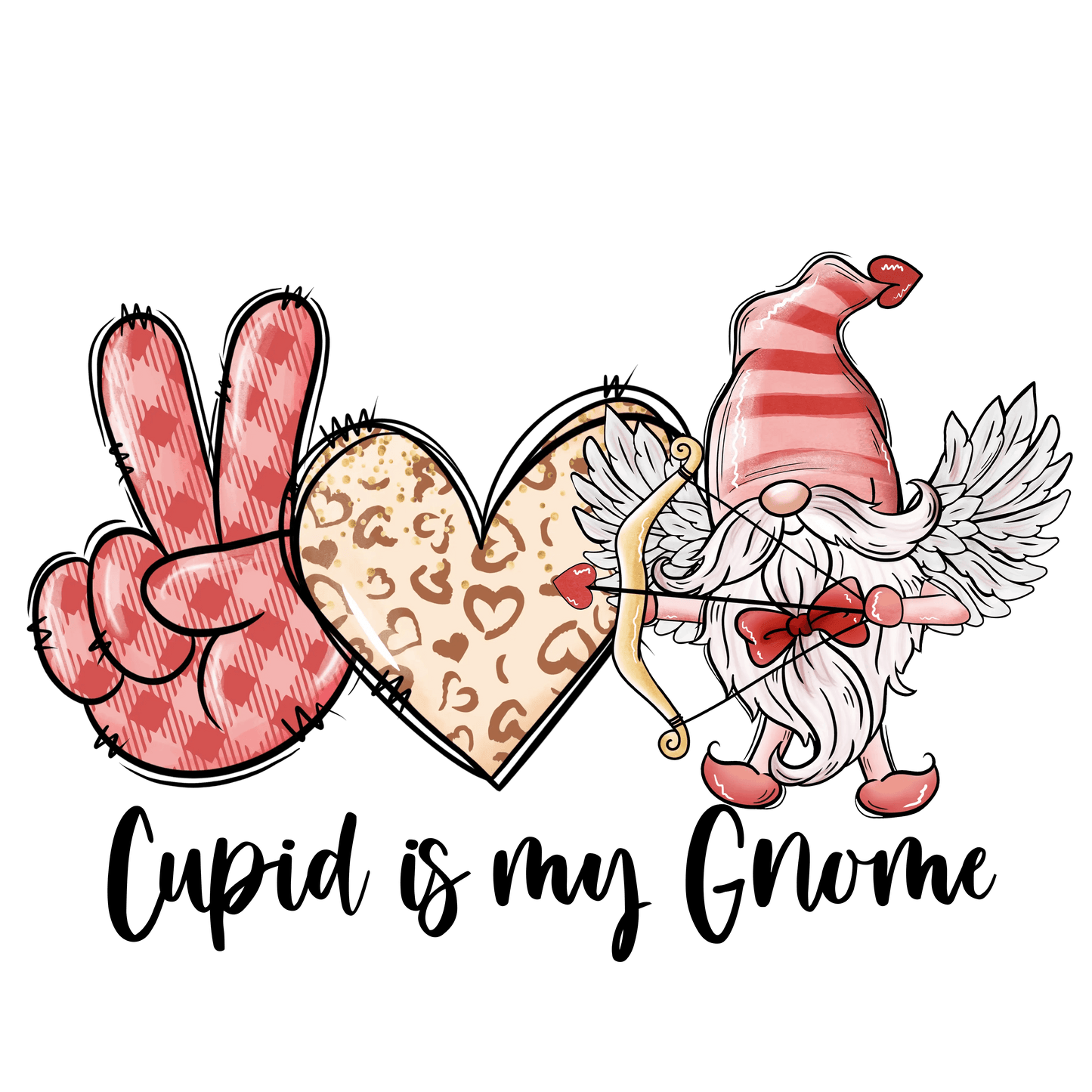 Cupid Is My Gnome Valentine's Day Design - DTF Ready To Press - Heat Press Transfer