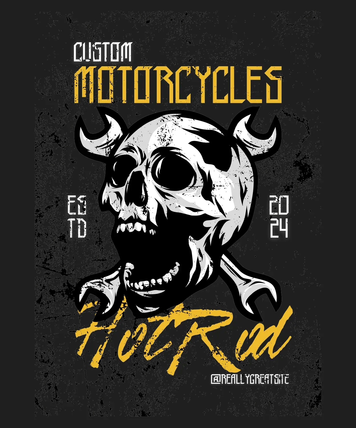 Custom Motorcycles Hotrod - DTF Ready to Press (black_bg)
