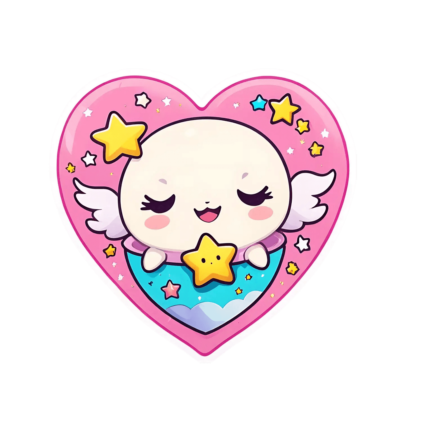 Cute Angel Heart Sticker - Heat Press Transfer