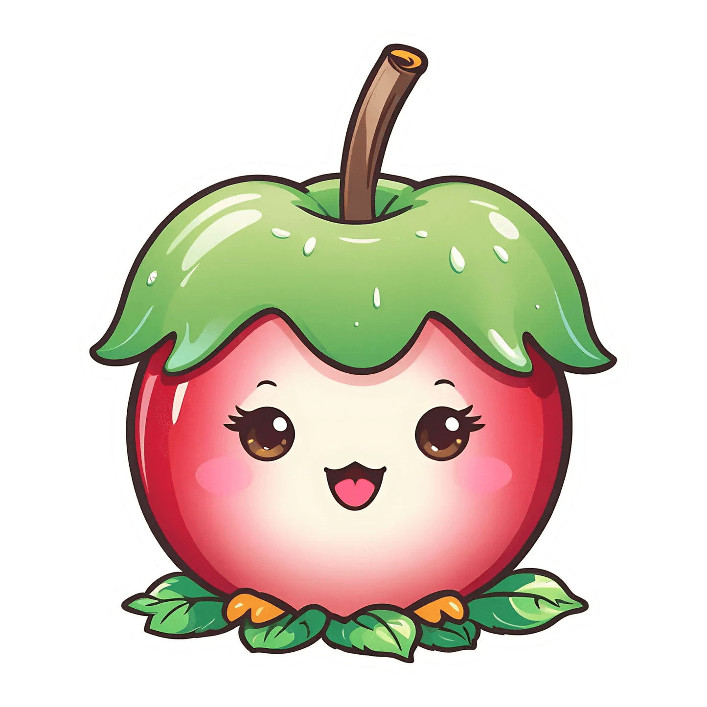 Cute Apple Cartoon - UV Sticker - Heat Press Transfer
