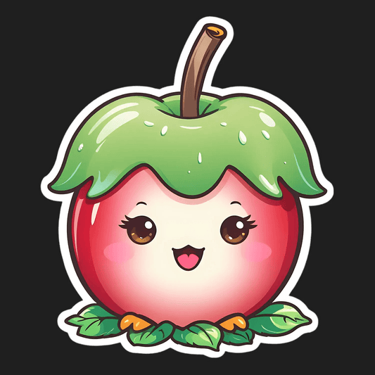 Cute Apple Cartoon - UV Sticker - Heat Press Transfer