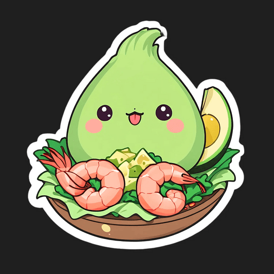Cute Avocado Shrimp Bowl - Sticker - Heat Press Transfer