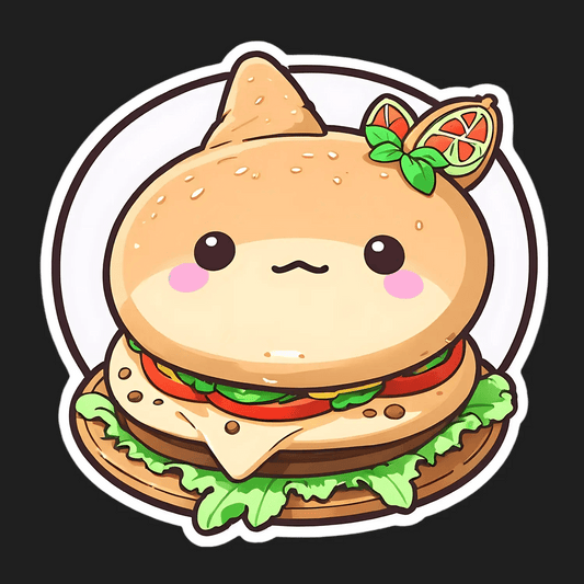 Cute Burger Character - Sticker - Heat Press Transfer