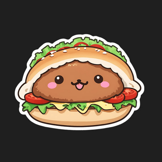Cute Burger Character - Sticker - Heat Press Transfer