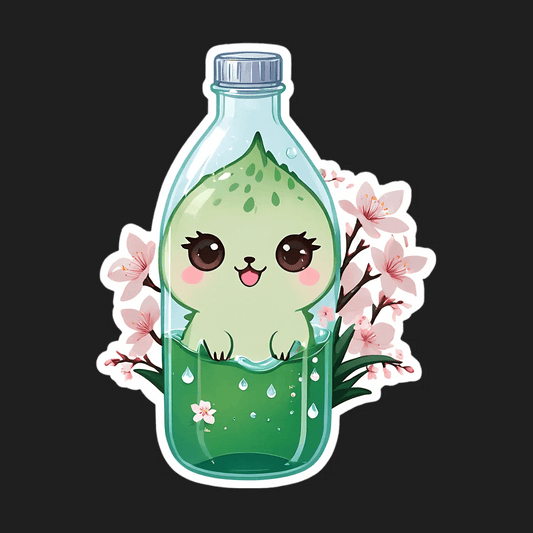 Cute Cactus Bottle - UV Sticker - Heat Press Transfer