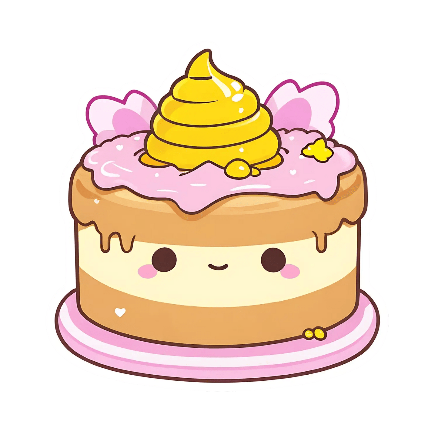 Cute Cake Sticker - Happy Poop Emoji - Heat Press Transfer