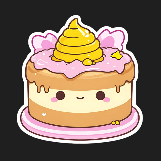 Cute Cake Sticker - Happy Poop Emoji - Heat Press Transfer