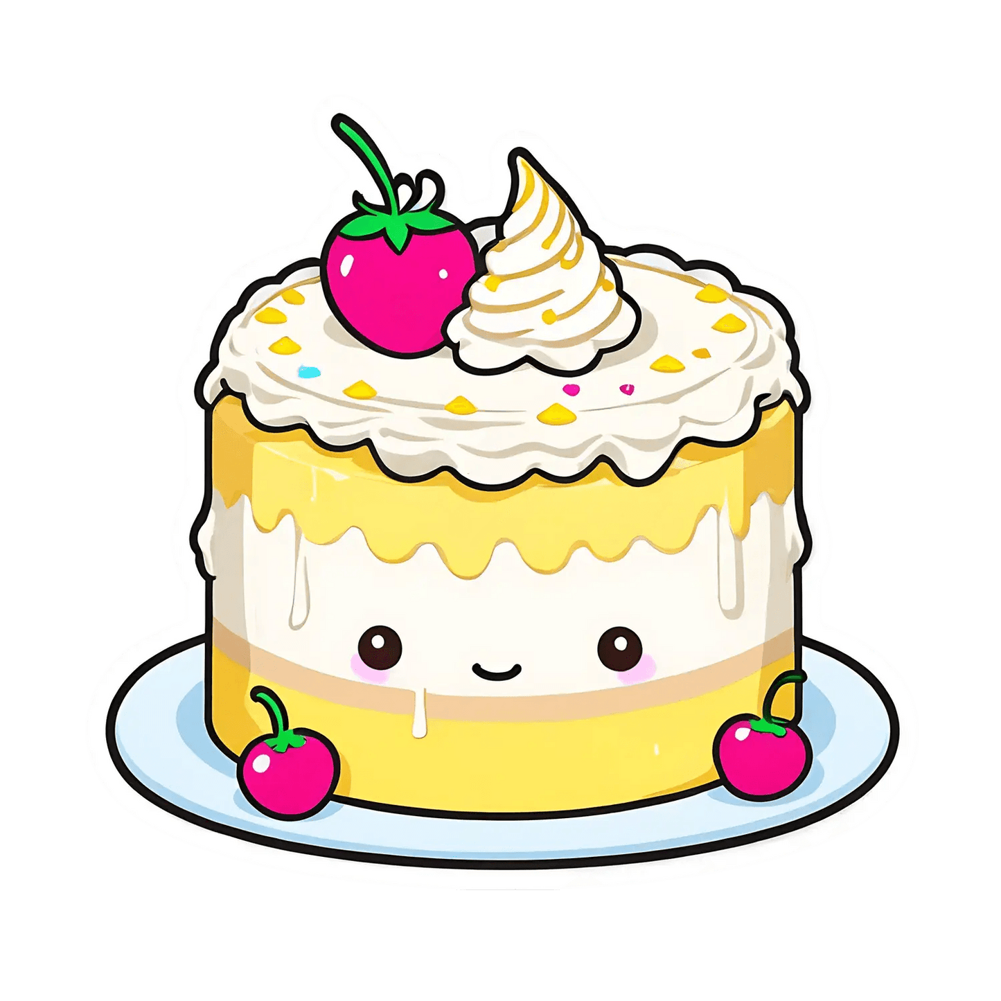 Cute Cake Sticker - Vibrant and Fun - Heat Press Transfer