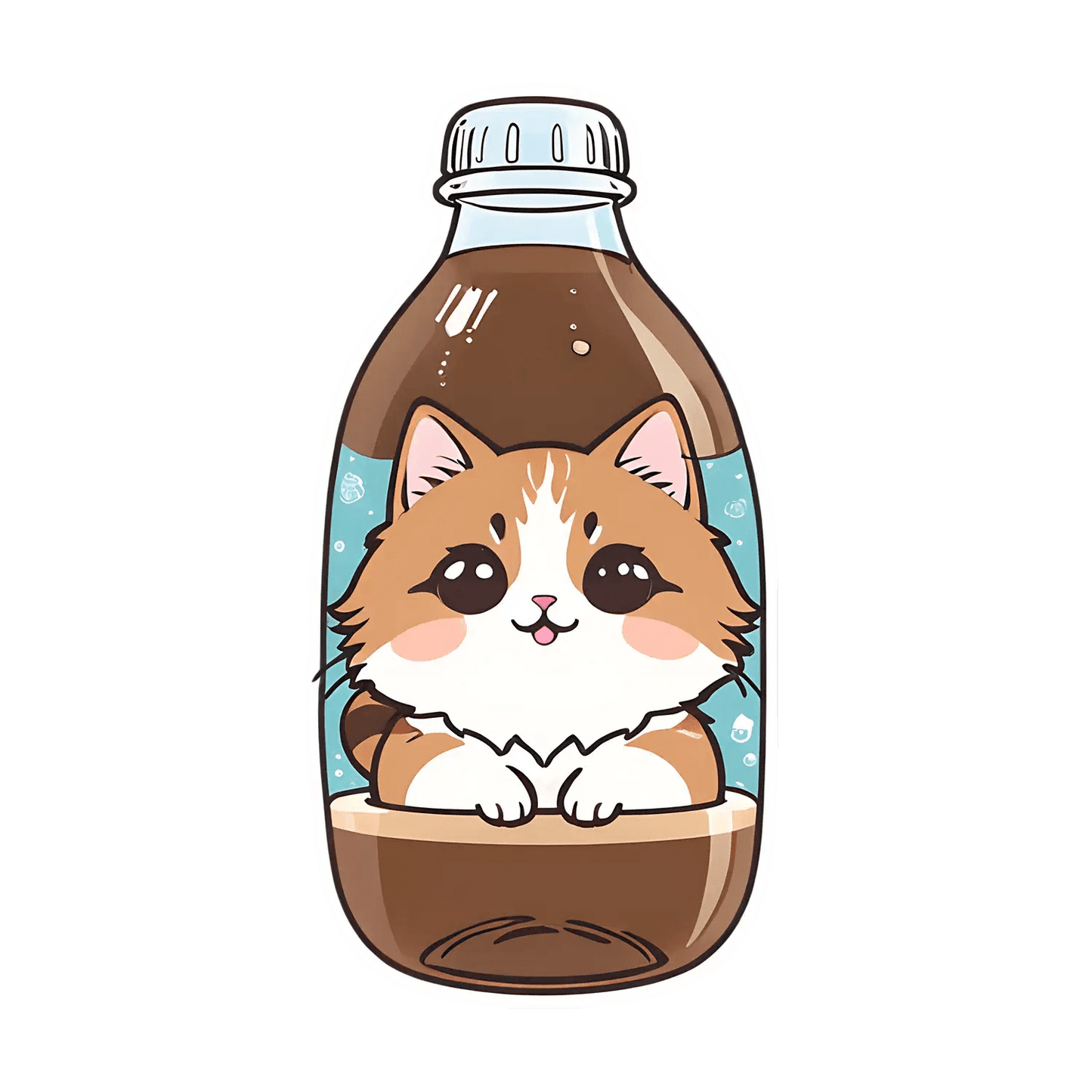 Cute Cat Bottle - Sticker - Heat Press Transfer
