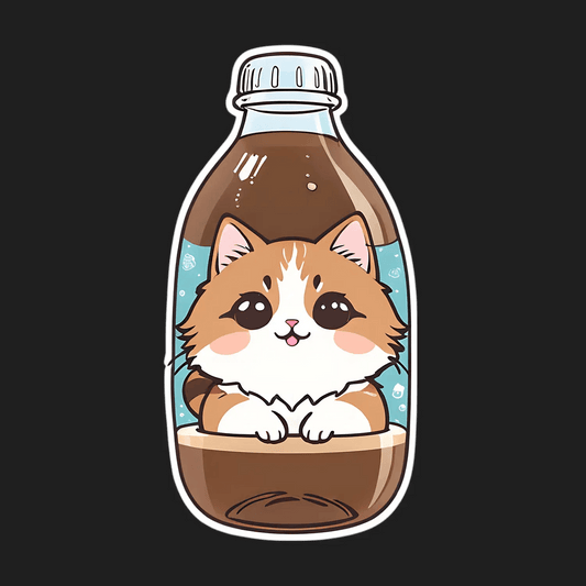Cute Cat Bottle - Sticker - Heat Press Transfer