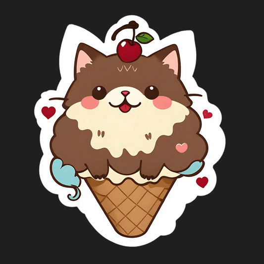 Cute Cat Ice Cream - Sticker - Heat Press Transfer