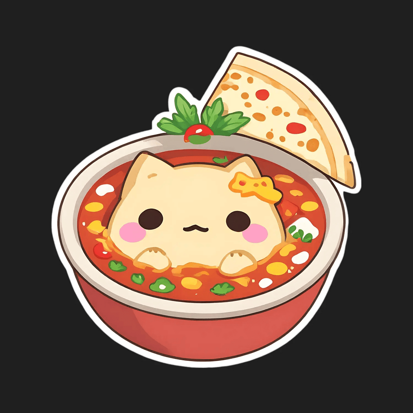 Cute Cat Pizza - UV DTF Sticker - Heat Press Transfer