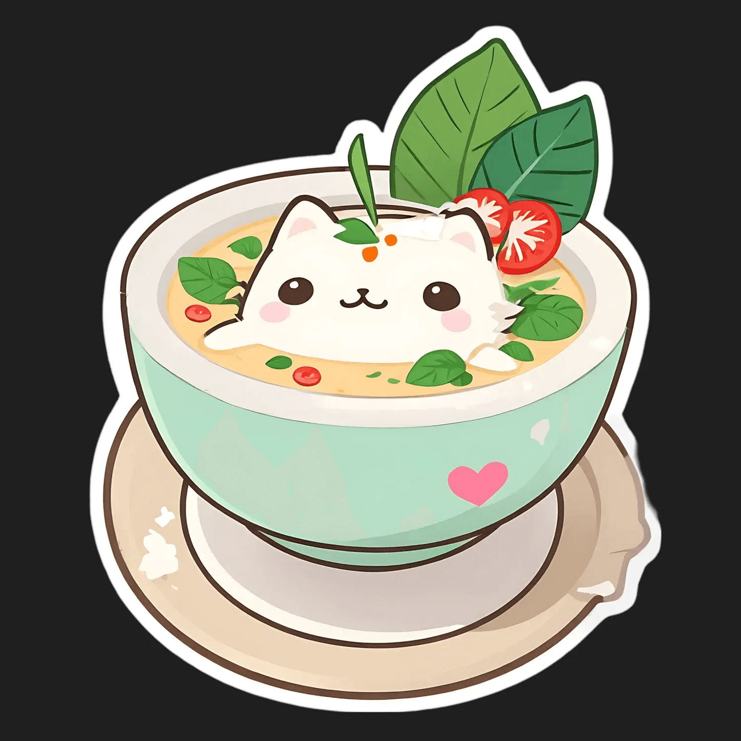Cute Cat Soup - Kawaii Sticker - Heat Press Transfer
