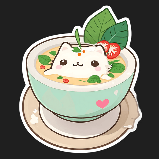 Cute Cat Soup - Kawaii Sticker - Heat Press Transfer