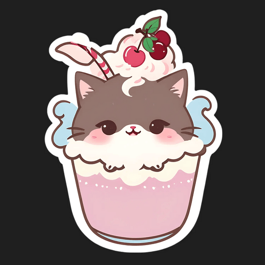 Cute Cat Sundae - Sticker - Heat Press Transfer