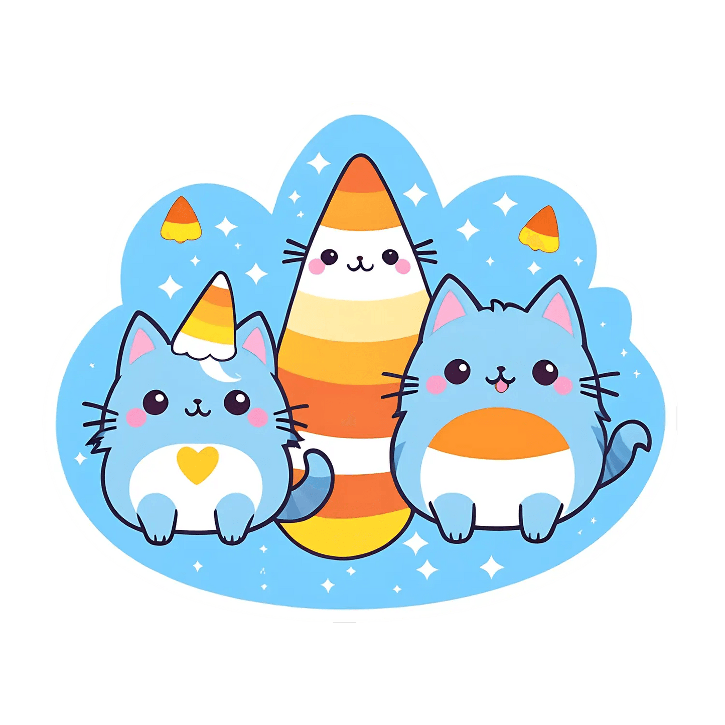 Cute Cat Trio - Sticker - Heat Press Transfer