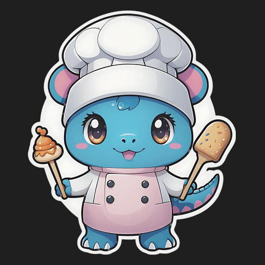 Cute Chef Dinosaur - Sticker - Heat Press Transfer