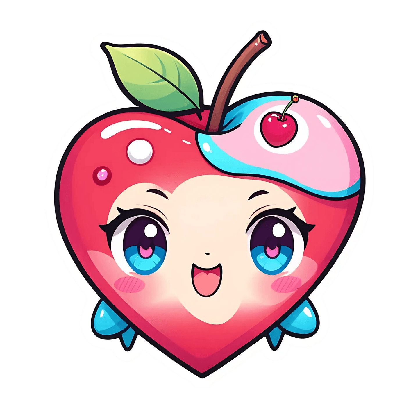 Cute Cherry Heart - Sticker - Heat Press Transfer