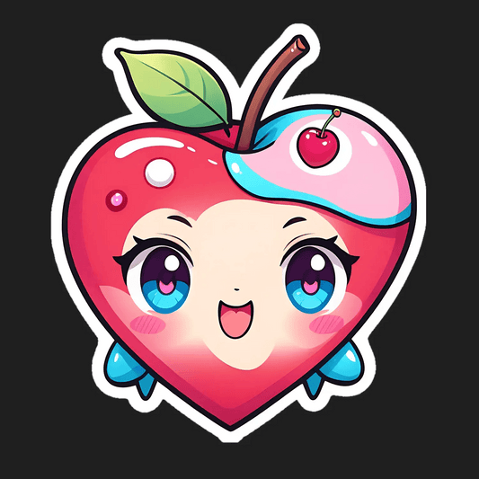 Cute Cherry Heart - Sticker - Heat Press Transfer