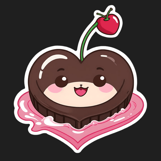 Cute Cherry Heart - Sticker - Heat Press Transfer