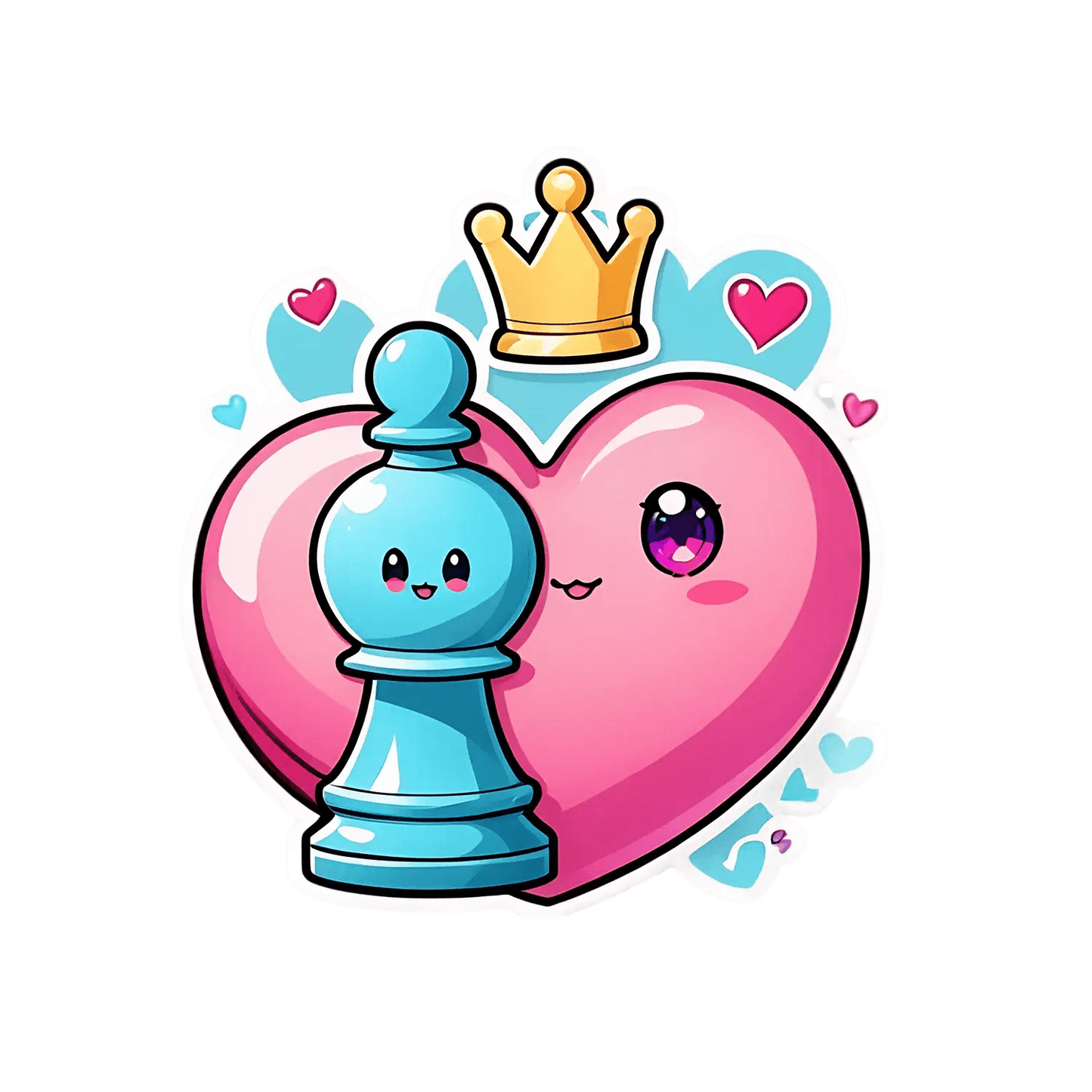Cute Chess - Sticker with Adorable Heart - Heat Press Transfer