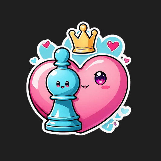 Cute Chess - Sticker with Adorable Heart - Heat Press Transfer