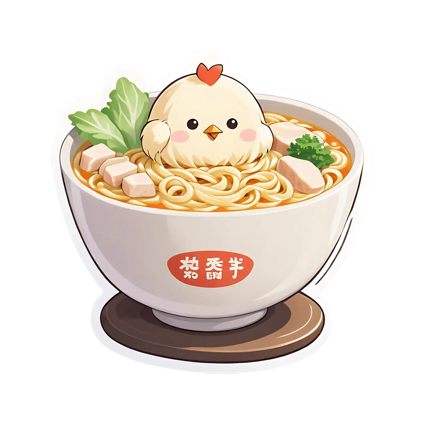 Cute Chick Ramen - Kawaii Food Sticker - Heat Press Transfer