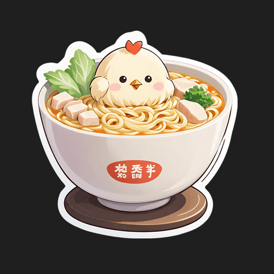 Cute Chick Ramen - Kawaii Food Sticker - Heat Press Transfer