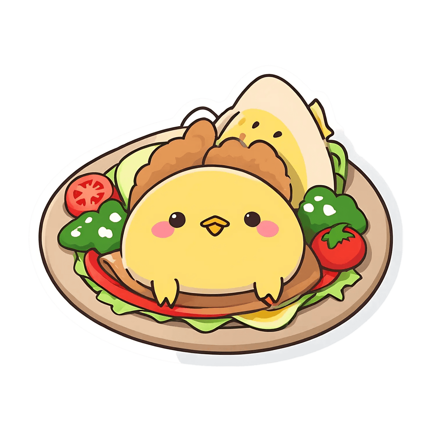 Cute Chicken Burger - Sticker - Heat Press Transfer