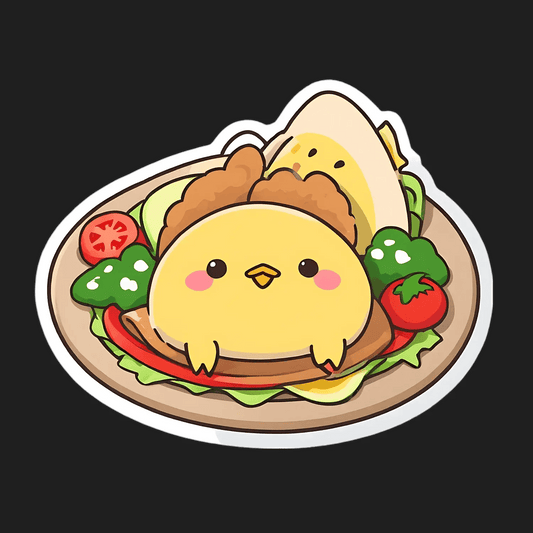 Cute Chicken Burger - Sticker - Heat Press Transfer