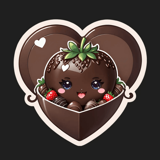 Cute Chocolate Strawberry - Sticker - Heat Press Transfer