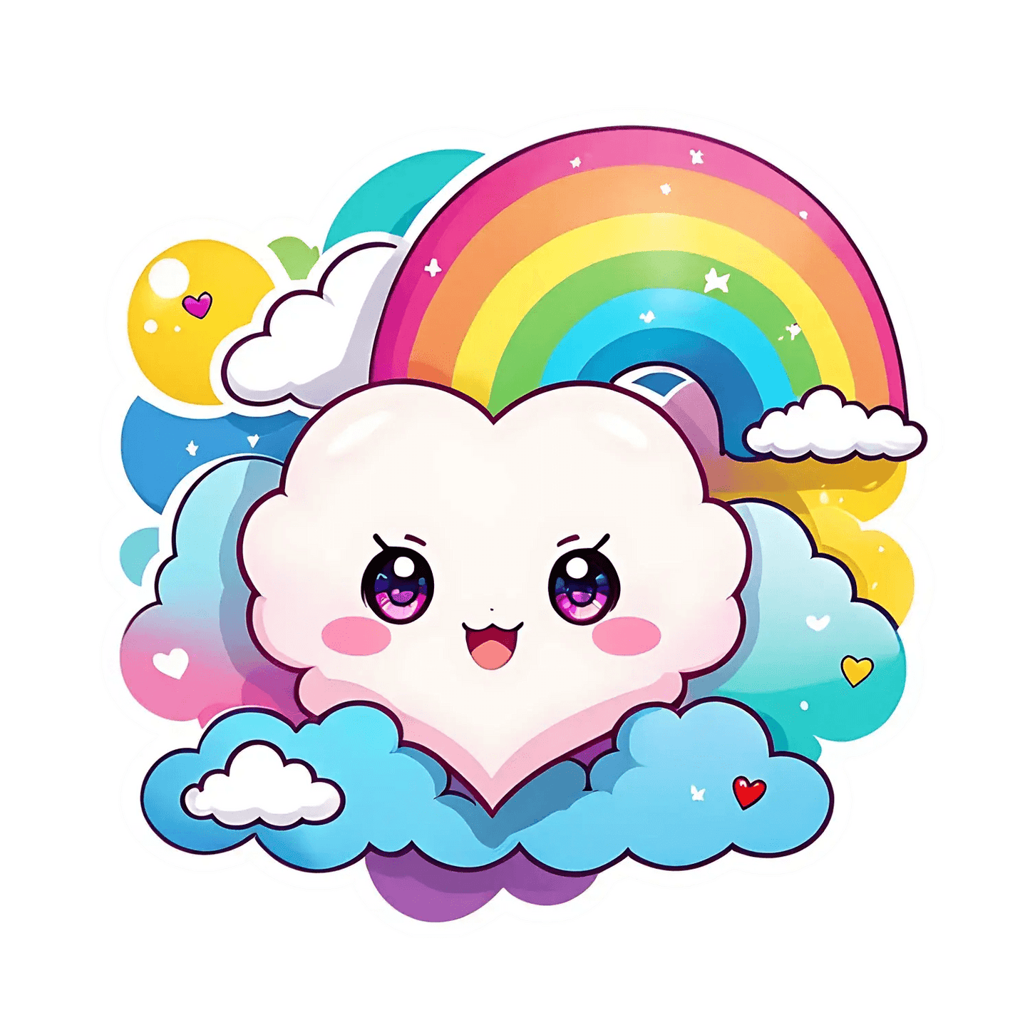 Cute Cloud Rainbow - UV DTF Sticker - Heat Press Transfer