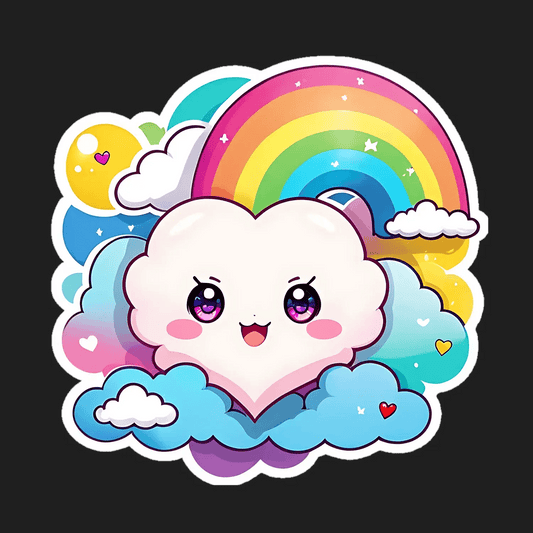 Cute Cloud Rainbow - UV DTF Sticker - Heat Press Transfer