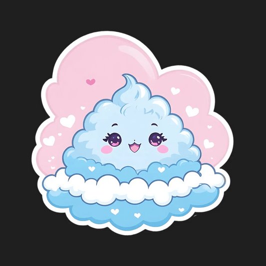 Cute Cloud Sticker - Vibrant Kawaii Design - Heat Press Transfer