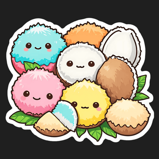 Cute Coconut Stickers - UV DTF - Heat Press Transfer