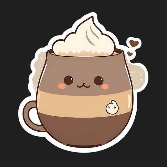 Cute Coffee Cup Sticker - Adorable Beverage Design - Heat Press Transfer