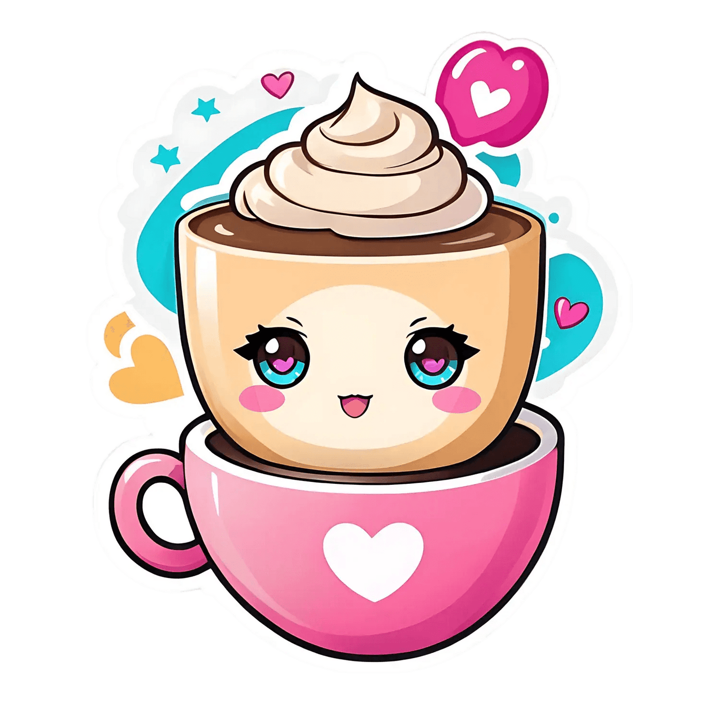 Cute Coffee Cup - Sticker - Heat Press Transfer