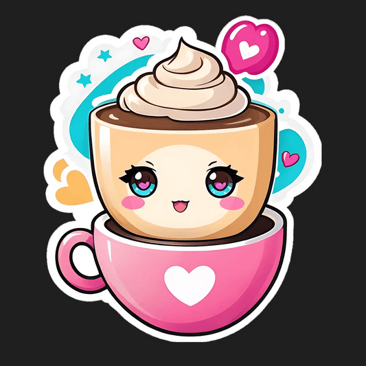 Cute Coffee Cup - Sticker - Heat Press Transfer