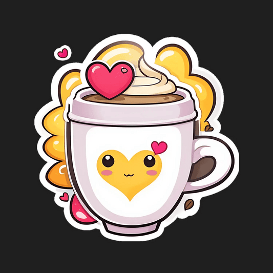 Cute Coffee Cup - Sticker - Heat Press Transfer
