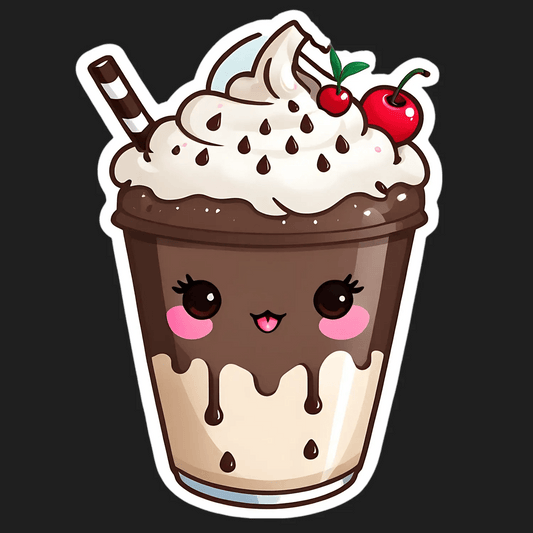 Cute Coffee Cup Sticker - Kawaii Dessert Theme - Heat Press Transfer