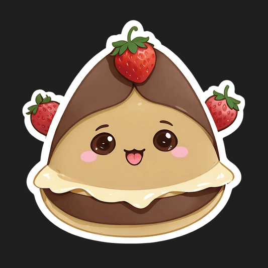 Cute Crepe Character Sticker – Strawberry Top - Heat Press Transfer