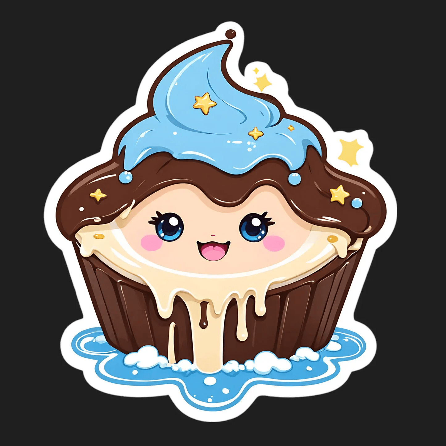 Cute Cupcake Sticker - Shiny Star Topper - Heat Press Transfer