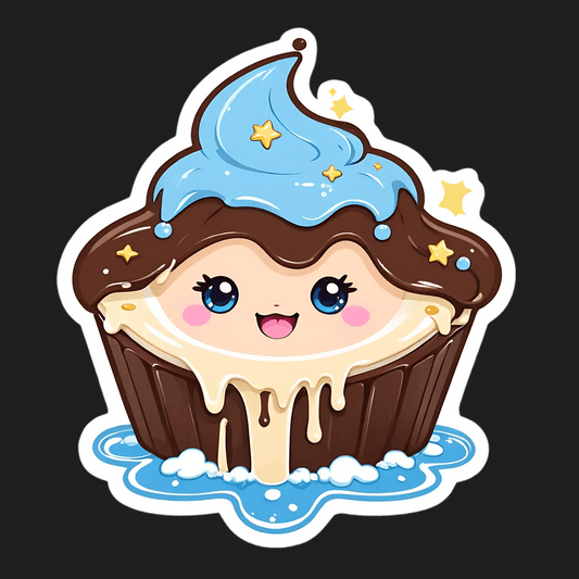 Cute Cupcake Sticker - Shiny Star Topper - Heat Press Transfer