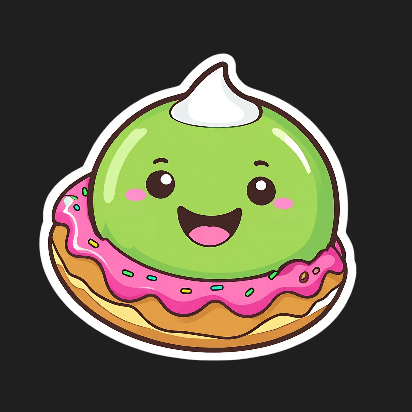 Cute Dessert - Smiley Face Sticker - Heat Press Transfer