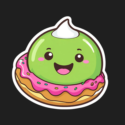 Cute Dessert - Smiley Face Sticker - Heat Press Transfer