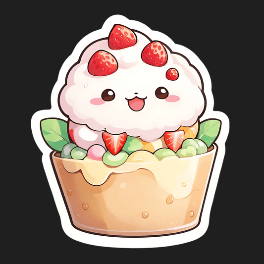 Cute Dessert Sticker - Cupcake with Strawberries - Heat Press Transfer