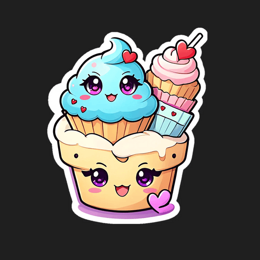 Cute Dessert Sticker - Kawaii Cupcake and Ice Cream - Heat Press Transfer