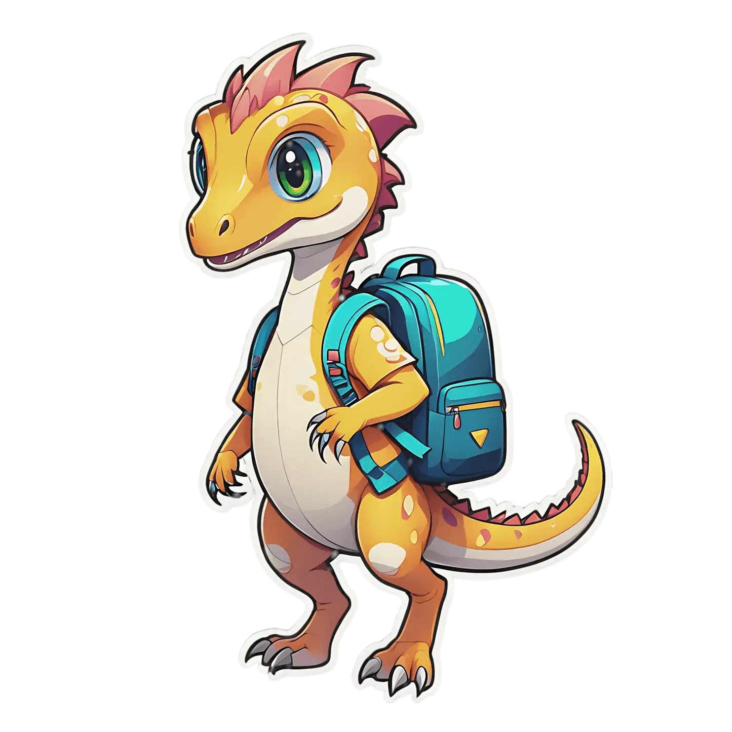 Cute Dinosaur Backpack - Sticker - Heat Press Transfer
