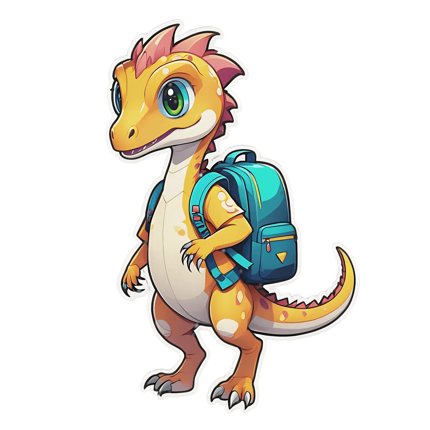 Cute Dinosaur Backpack - Sticker - Heat Press Transfer